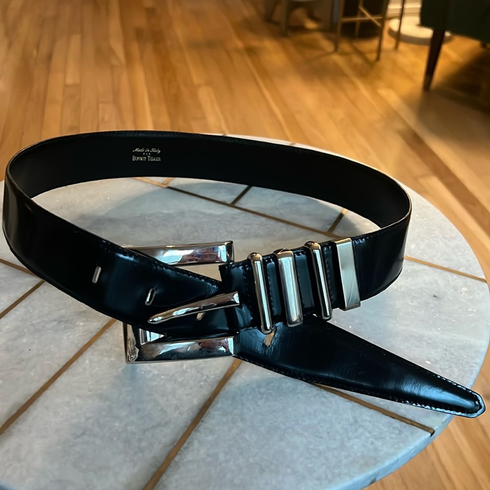 Bonwitt Teller black patent leather belt sz M